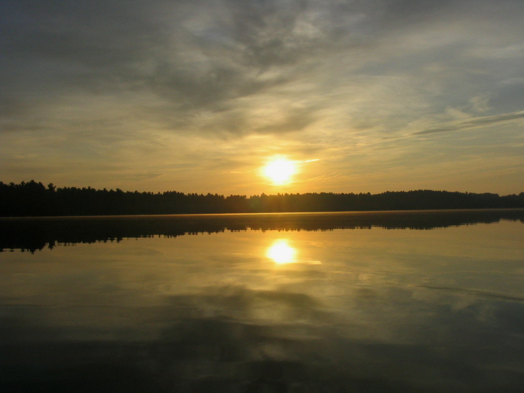 A sunrise over the lake